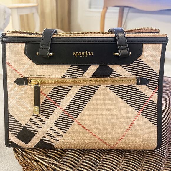 Spartina 449 Natural Linen Genuine Leather Bag Purse - Picture 1 of 11